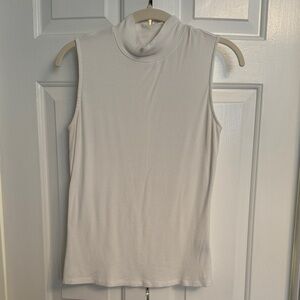 Sleeveless White Turtleneck Top